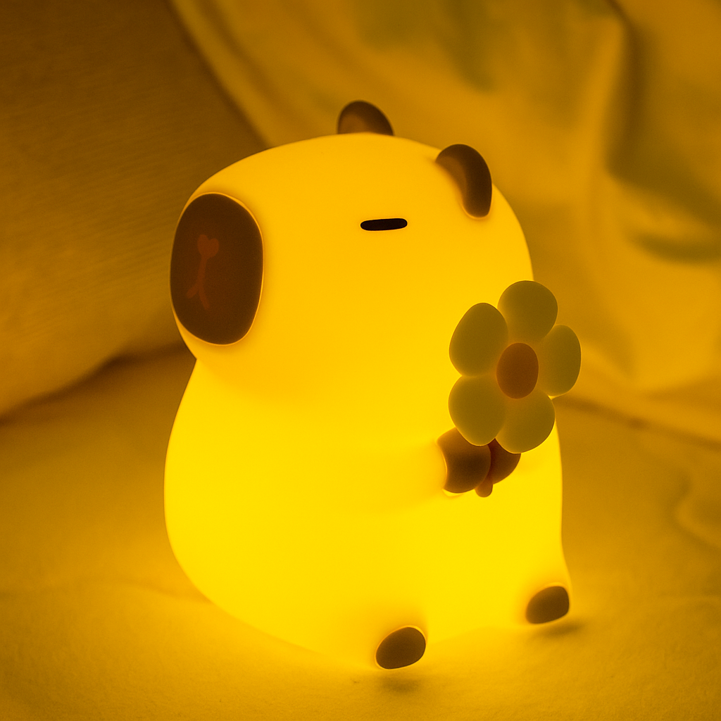 MeWaii® Flower Capybara Squishy Silicone Night Light - Perfect Gift for Kids and Girls