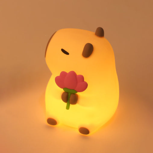 MeWaii® Flower Capybara Squishy Silicone Night Light - Perfect Gift for Kids and Girls