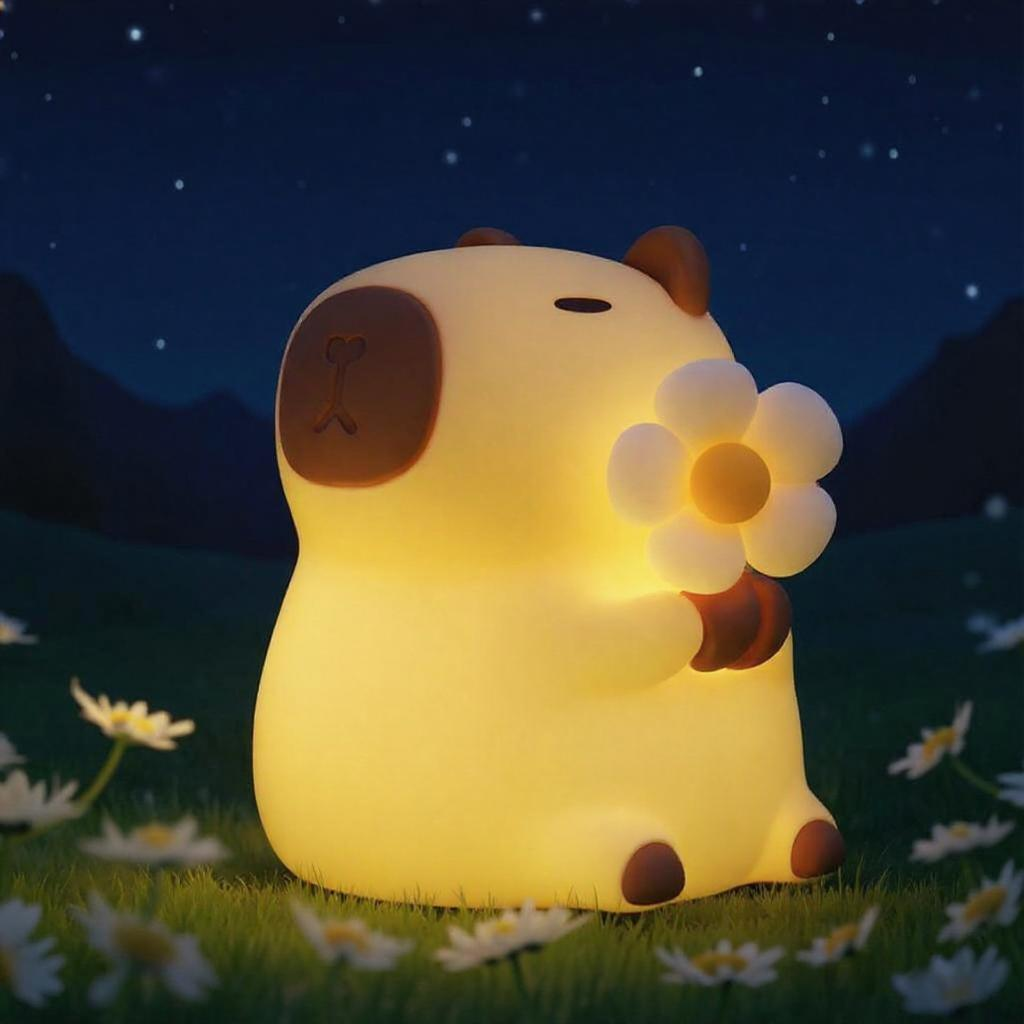 MeWaii® Flower Capybara Squishy Silicone Night Light - Perfect Gift for Kids and Girls
